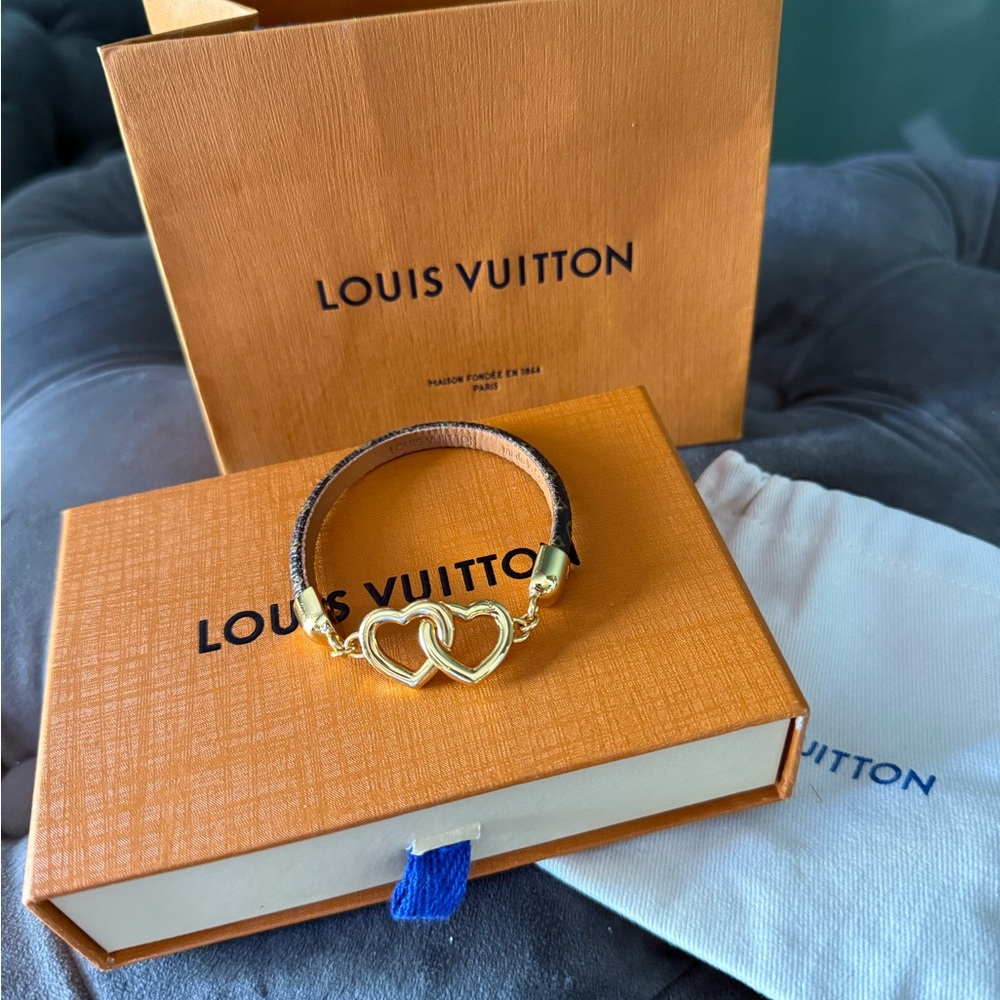 Louis Vuitton Gold and Brown Heart Bracelet
